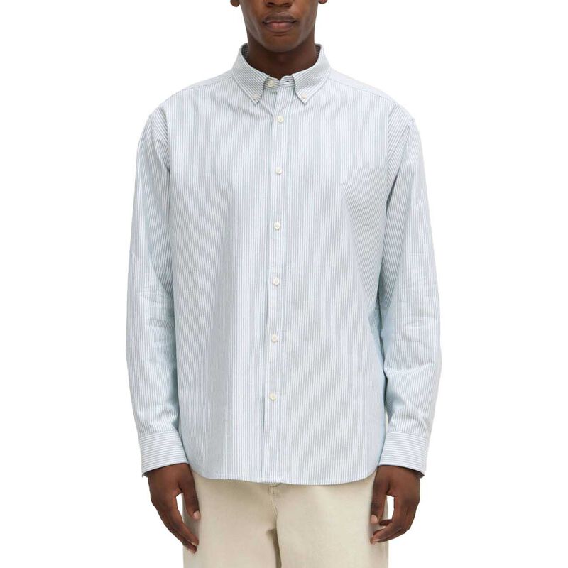 Assembly Label Cotton Oxford Long Sleeve Shirt Green White Stripe image number 0